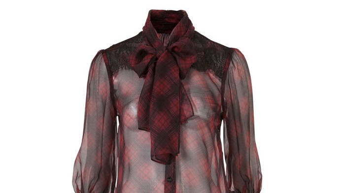 Transparentná červeno čierna blúzka