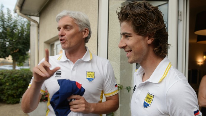 Majiteľ tímu Tinkoff-Saxo Oleg Tiňkov a Peter Sagan.