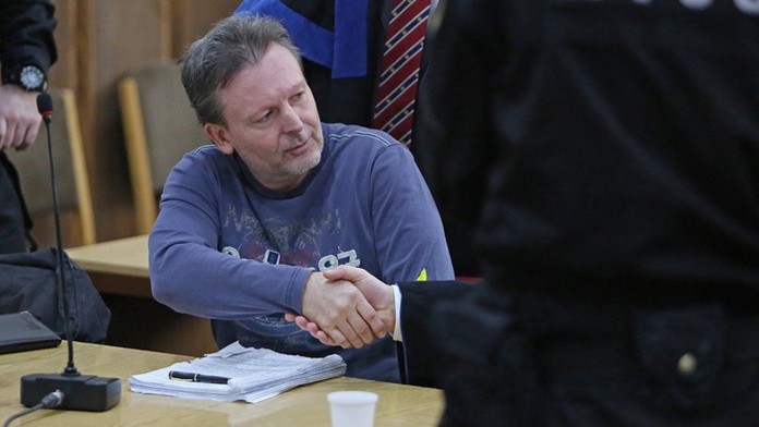 Obžalovaný Róbert Lališ, prezývaný Kýbel, na pojednávaní v Ústave na výkon väzby v Banskej Bystrici.