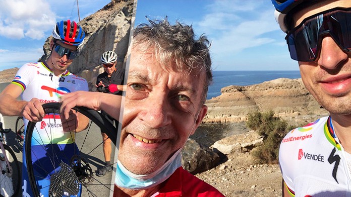 Peter Sagan pomohol škótskemu cykloturistovi.