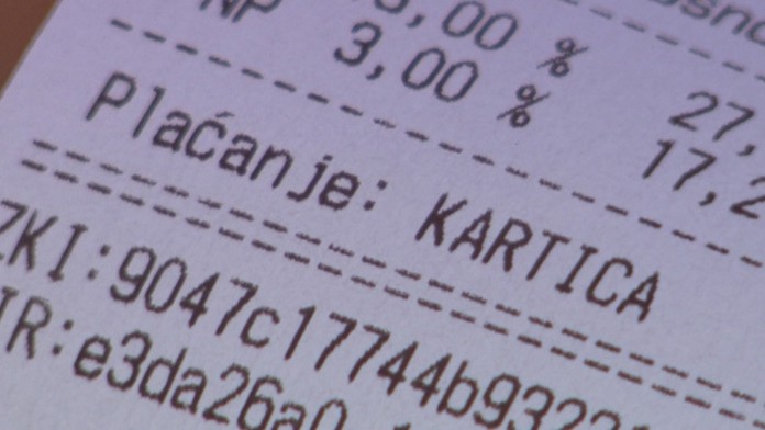 Účet z platobného terminálu v Chorvátsku.