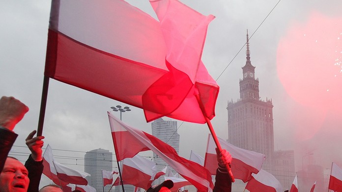 Poľskí demonštranti.