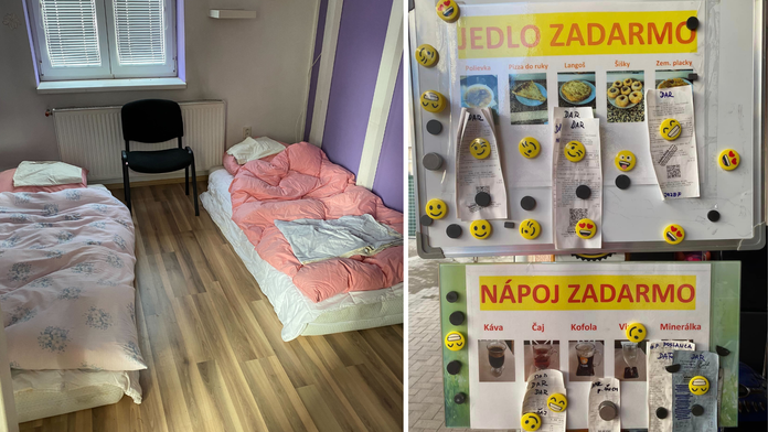 Ubytovanie a jedlo pre ľudí v núdzi.