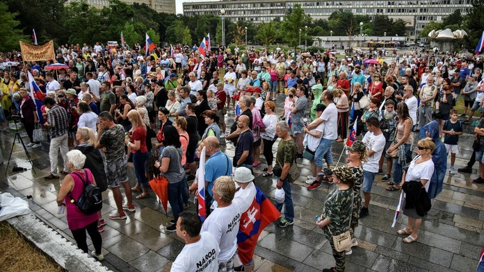 Protest na Nimestí slobody v Bratislave.