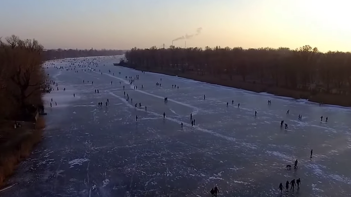 Zamrznutý Starý Dunaj.