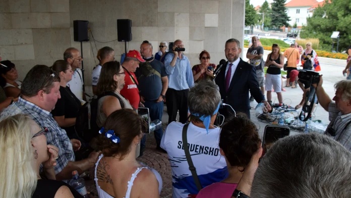 Peter Pellegrini na proteste.