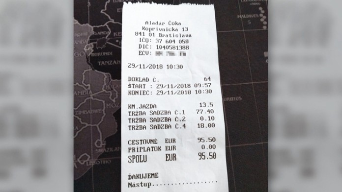 Účet za jazdu.
