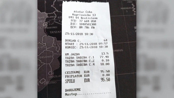 Účet za jazdu.