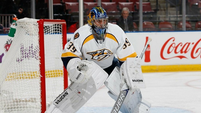 Marek Mazanec v drese Nashville Predators.