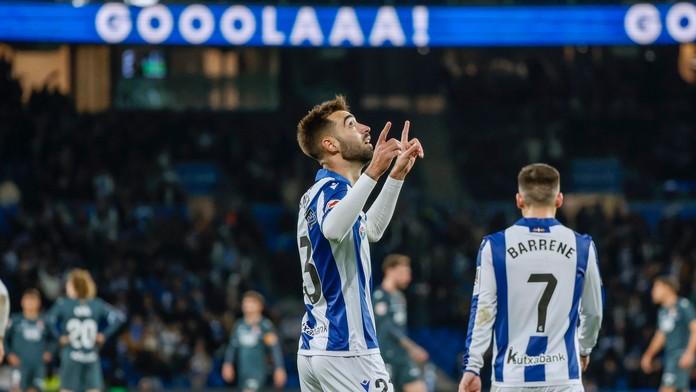 Hráči Realu Sociedad po strelení gólu