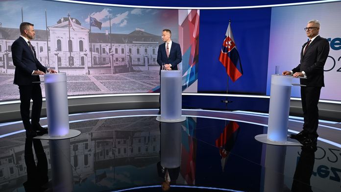 Peter Pellegrini a Ivan Korčok v predvolebnej debate na TV Markíza 