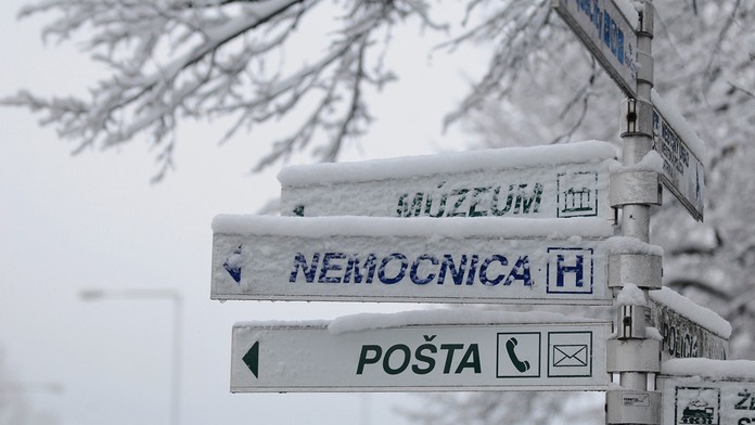 Sneženie v Poprade.