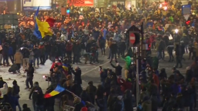 Protesty v hlavnom neste Bukurešti.