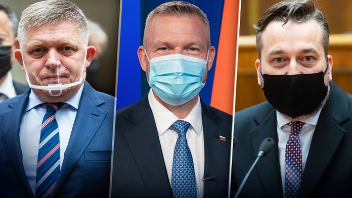 Robert Fico, Peter Pellegrini a Ľuboš Blaha.