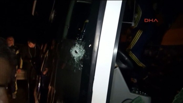 Rozstrieľaný autobus Fenerbahce Istanbul