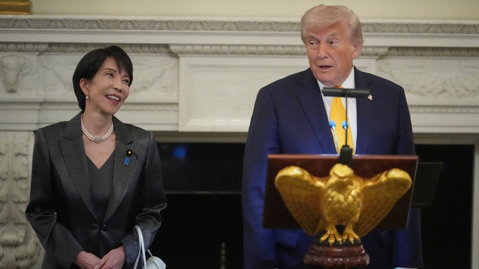 Japonská premiérka Sanae Takaichi a americký prezident Donald Trump