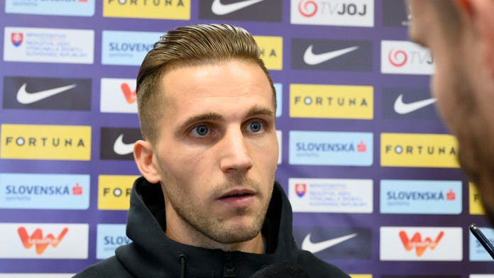 Sprava Michal Ďuriš a Lukáš Haraslín počas zrazu pred kvalifikáciou EURO 2020.