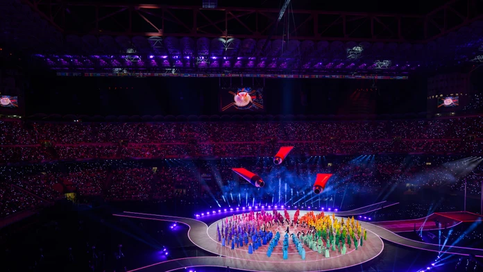 Na snímke vystúpenie počas otváracieho ceremoniálu XXV. zimných olympijských hier.