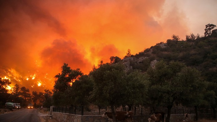Požiar v tureckom meste Marmaris.