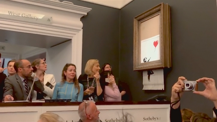 Banksyho žartík s obrazom na aukcii
