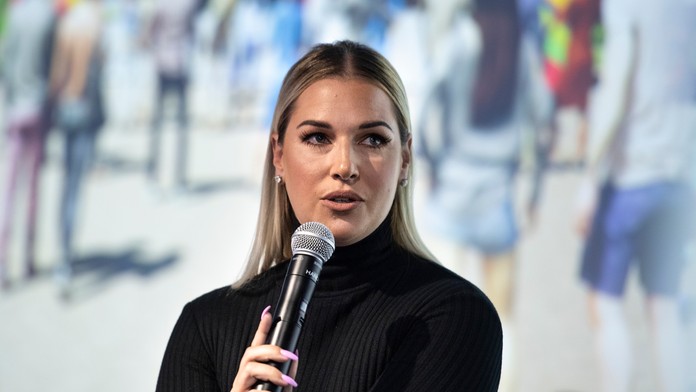 Dominika Cibulková počas tlačovej konferencie.