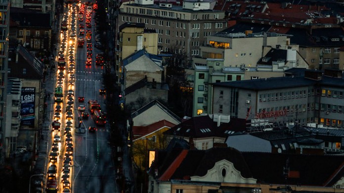 Zápcha v Bratislave.