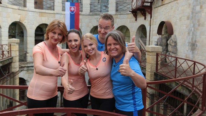 Danica Kleinová, Lenka Vavrinčíková, Veronika Cifrová Ostrihoňová, Michal Kovačič a Ján Tribula na Pevnosti Boyard