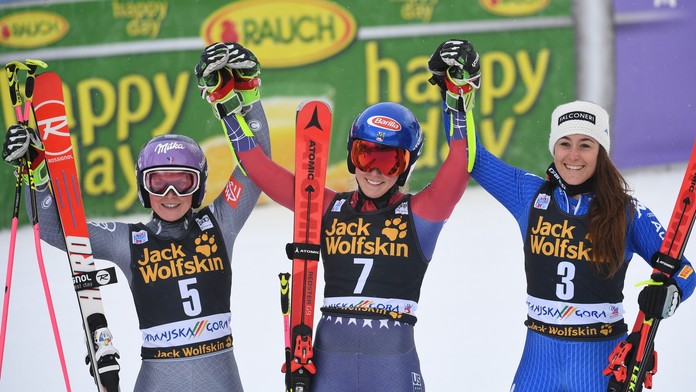 Radosť Rakúšana Marcela Hirschera po triumfe v obrovskom slalome v Adelbodene.