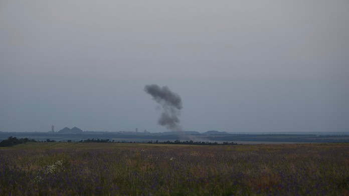 Stúpajúci dym po ruskom útoku.