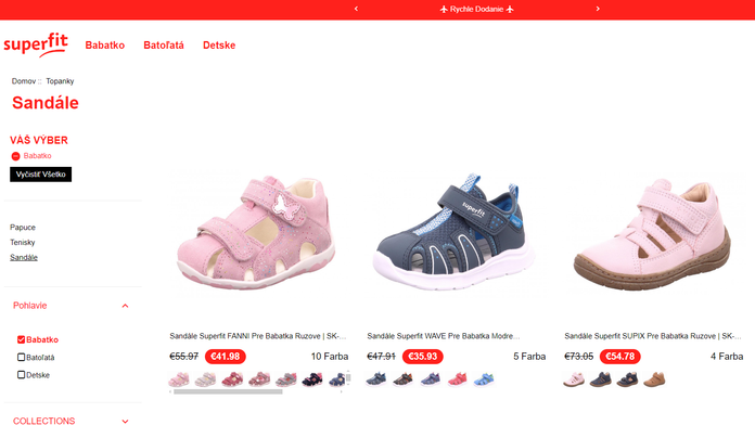 N snímke podvodný e-shop, ktorý ponúka detské topánky.