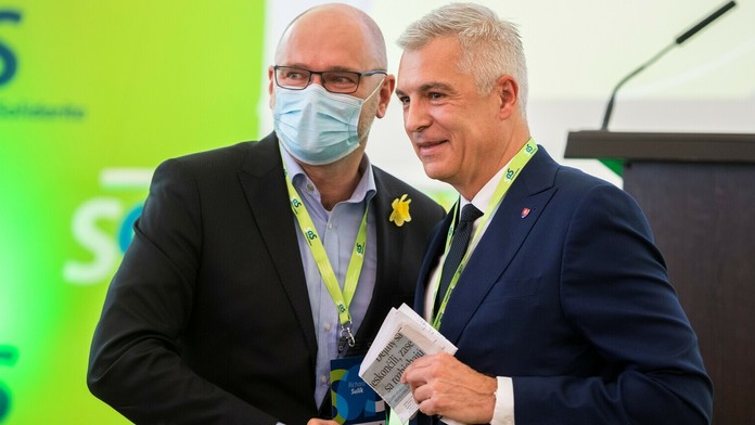 Richard Sulík a Ivan Korčok na sneme SaS.