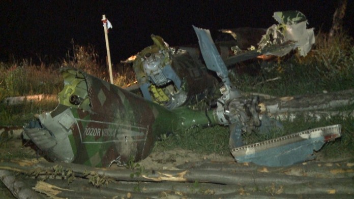 Zdemolovaný vojenský vrtuľník