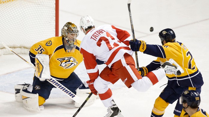 Tomáš Tatar, Eric Nyström, Pekka Rinne.