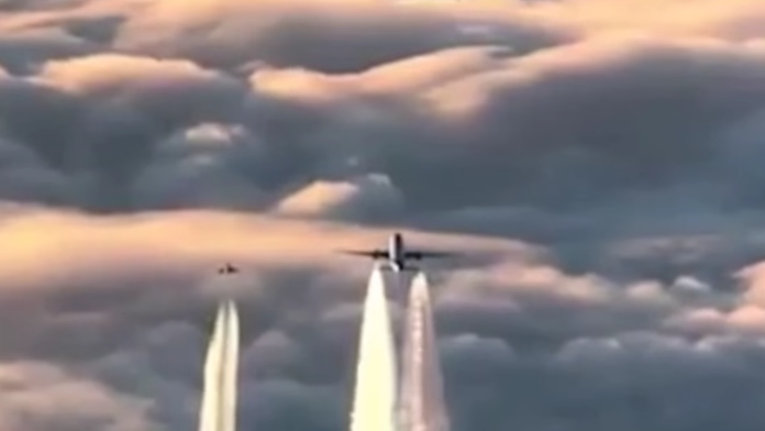 Nemecká stíhačka deportuje boeing.