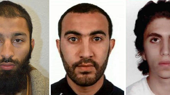 Trojica páchateľov zľava Khuram Shazad Butt, Rachid Redouane a Youssef Zaghba.