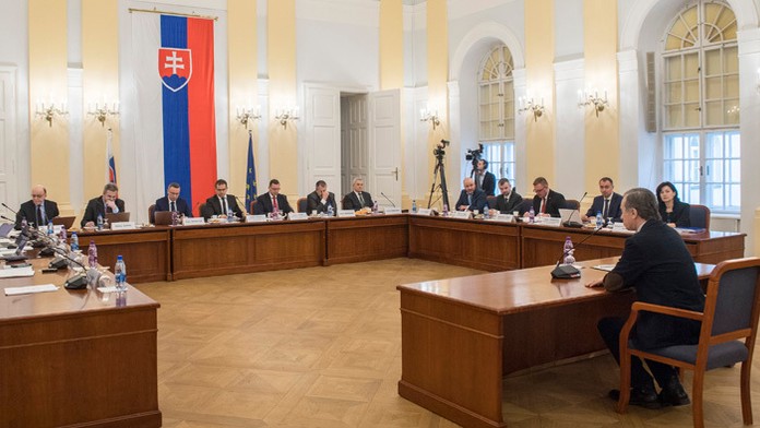 Generálny manažér hokejovej reprezentácie  Miroslav Šatan a prezident SZĽH Martin Kohút na tlačovej besede.