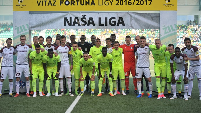 Na snímke futbalisti MŠK Žilina, víťaz Fortuna ligy 2016 -2017.
