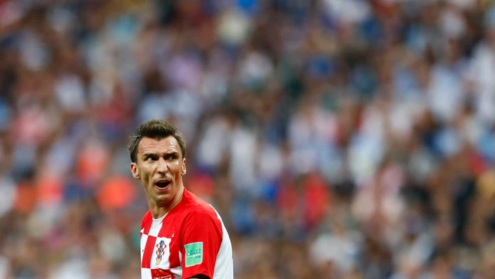 Útočník Chorvátska Mario Mandžukič počas finále MS 2018.