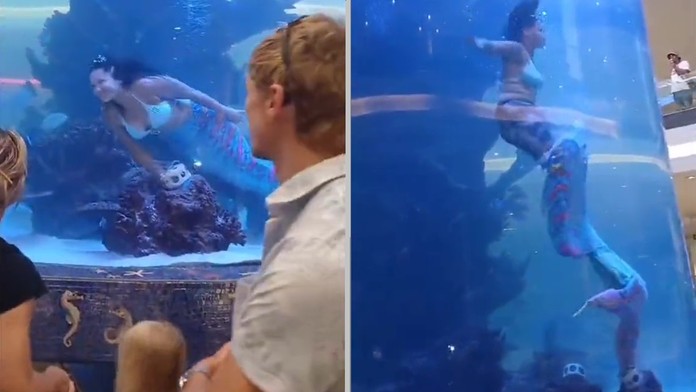 VIDEO: Dráma v obrovskom akváriu. Morská víla sa počas vystúpenia začala topiť