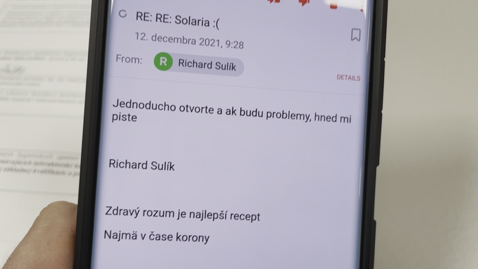 Mail, ktorý prevádzkam poslal Richard Sulík.