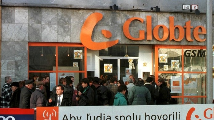 Predajňa mobilného operátora Globtel z roku 1997