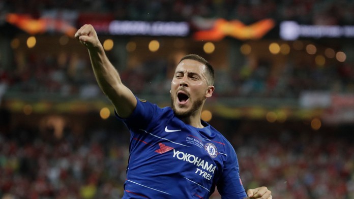 Olivier Giroud z Chelsea vo finále Európskej ligy UEFA proti Arsenalu.