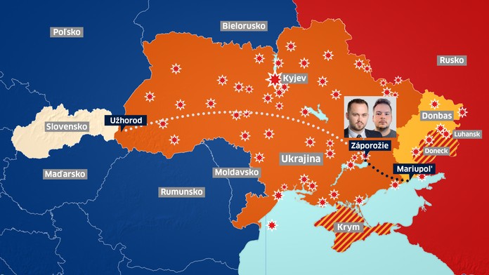 Mapa cesty nášho štábu.