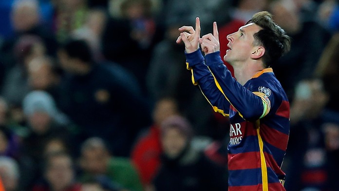 Lionel Messi sa teší po strelení gólu do siete AS Rím v skupinovej fáze LM.