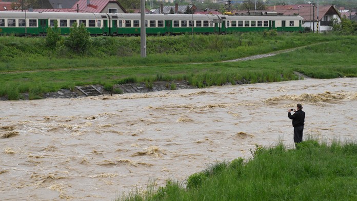 Hladina Hornádu v Košiciach.