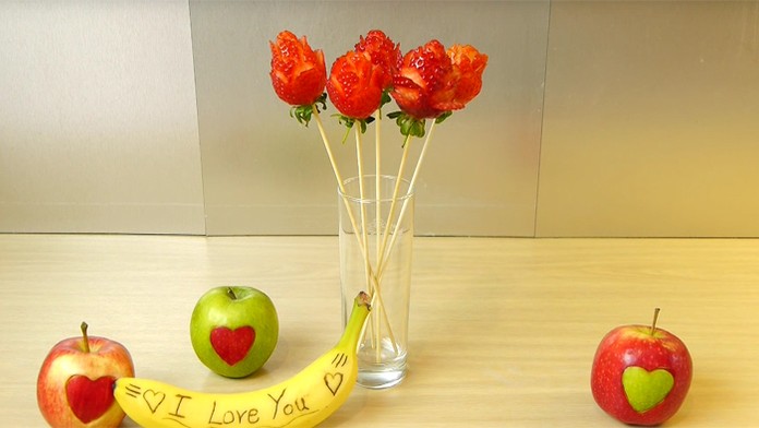 Ovocné darčeky na Valentína.