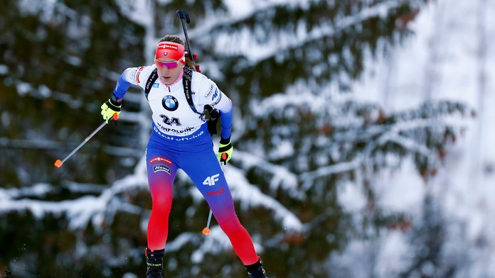 Biatlonistka Kaisa Mäkäräinenová v šprinte v Ruhpoldingu.