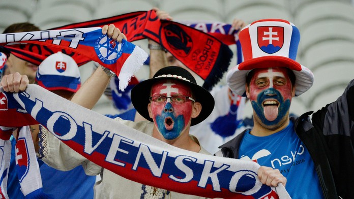 Na snímke fanúšikovia Slovenska pred zápasom B-skupiny medzi Ruskom a Slovenskom.