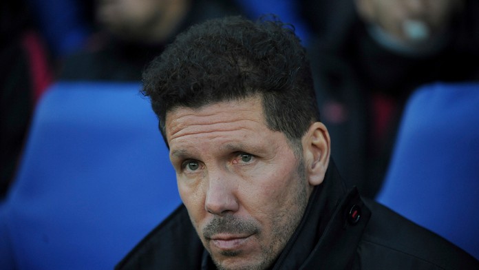 Tréner Atlética Diego Simeone pred odvetou štvrťfinále LM proti Leicestru.