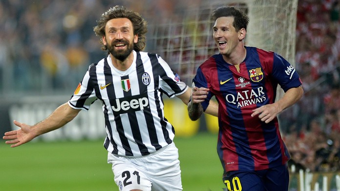 Andrea Pirlo vs. Lionel Messi vo finále Ligy majstrov.